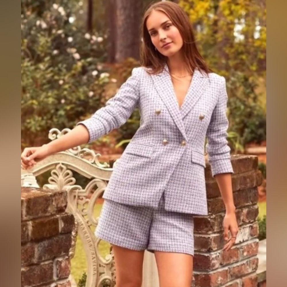 Ann Taylor LOFT Double Breasted Tweed Blazer + Shorts Set 14
